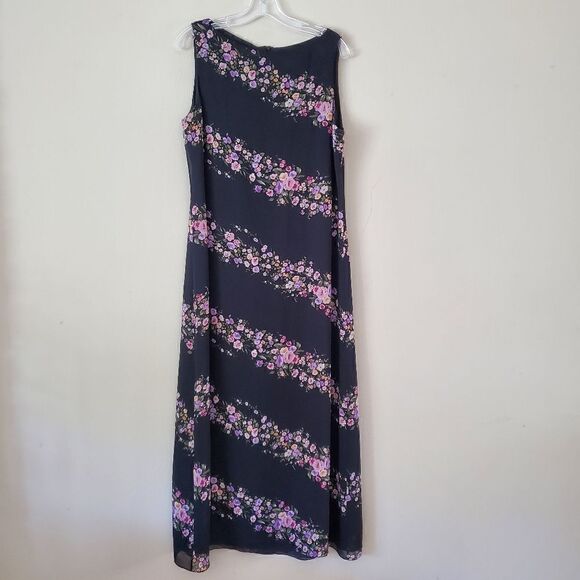 JONES NEW YORK Women's Maxi Dress Floral Print 100% Silk Size 12 Y2K Winsigoth - Picture 5 of 7